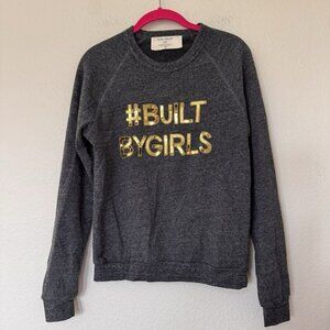 Bow & Drape Built By Girls Gold Sparkle Womens Size Small Grey Sweatshirt